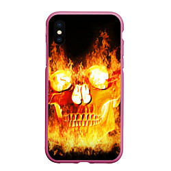 Чехол iPhone XS Max матовый Череп, цвет: 3D-малиновый