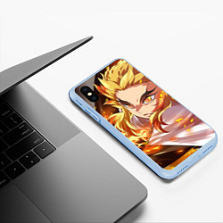 Чехол iPhone XS Max матовый Клинок Рассекающий Демонов, цвет: 3D-голубой — фото 2