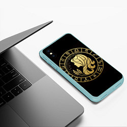 Чехол iPhone XS Max матовый Дева в золотом стиле, цвет: 3D-мятный — фото 2