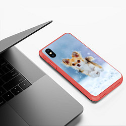 Чехол iPhone XS Max матовый Чихуахуа в снегу, цвет: 3D-красный — фото 2