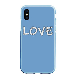 Чехол iPhone XS Max матовый LOVE, цвет: 3D-голубой