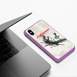 Чехол iPhone XS Max матовый CYBERPUNK 2077, цвет: 3D-фиолетовый — фото 2