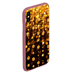 Чехол iPhone XS Max матовый ЗОЛОТЫЕ БЛЕСТКИ, цвет: 3D-малиновый — фото 2