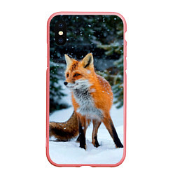 Чехол iPhone XS Max матовый Лиса в зимнем лесу, цвет: 3D-баблгам