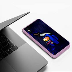 Чехол iPhone XS Max матовый Among Us Imposter Blue, цвет: 3D-сиреневый — фото 2