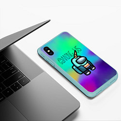 Чехол iPhone XS Max матовый Among Us Unicorn Z, цвет: 3D-мятный — фото 2