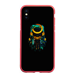 Чехол iPhone XS Max матовый Cyber Samurai, цвет: 3D-красный