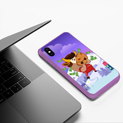 Чехол iPhone XS Max матовый Денежный бык, цвет: 3D-фиолетовый — фото 2