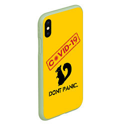 Чехол iPhone XS Max матовый Dont Panic covid-19, цвет: 3D-салатовый — фото 2