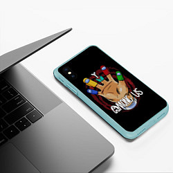 Чехол iPhone XS Max матовый AMONG US, цвет: 3D-мятный — фото 2