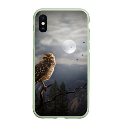 Чехол iPhone XS Max матовый Сова, цвет: 3D-салатовый