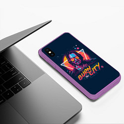 Чехол iPhone XS Max матовый Cyberpunk 2077, цвет: 3D-фиолетовый — фото 2