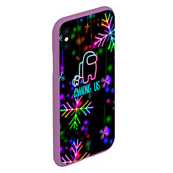 Чехол iPhone XS Max матовый Among Us New Year, цвет: 3D-фиолетовый — фото 2