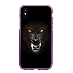 Чехол iPhone XS Max матовый Злой Волк, цвет: 3D-фиолетовый