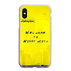 Чехол iPhone XS Max матовый Cyberpunk 2077, цвет: 3D-светло-сиреневый