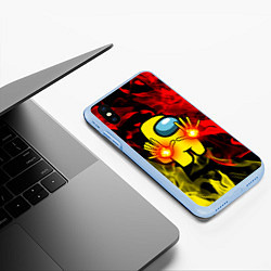 Чехол iPhone XS Max матовый Маг огня Among us, цвет: 3D-голубой — фото 2