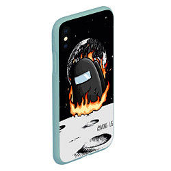 Чехол iPhone XS Max матовый Among Us fire, цвет: 3D-мятный — фото 2