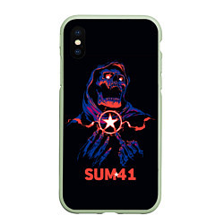 Чехол iPhone XS Max матовый Sum 41 череп, цвет: 3D-салатовый