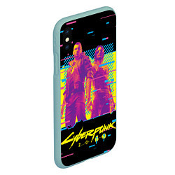 Чехол iPhone XS Max матовый Cyberpunk 2077 - Взлом системы, цвет: 3D-мятный — фото 2