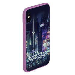 Чехол iPhone XS Max матовый Welcome to Night City, цвет: 3D-фиолетовый — фото 2