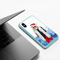 Чехол iPhone XS Max матовый Леди Зима, цвет: 3D-мятный — фото 2