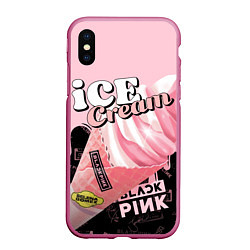 Чехол iPhone XS Max матовый BLACKPINK ICE CREAM, цвет: 3D-малиновый