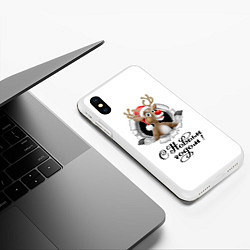 Чехол iPhone XS Max матовый С Новым Годом!, цвет: 3D-белый — фото 2