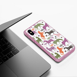 Чехол iPhone XS Max матовый Лошадки, цвет: 3D-розовый — фото 2