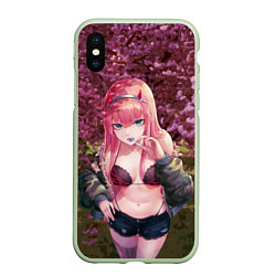 Чехол iPhone XS Max матовый Zero Two, цвет: 3D-салатовый