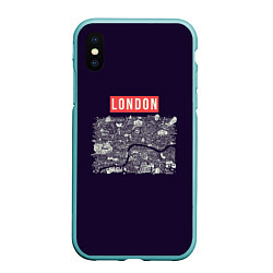 Чехол iPhone XS Max матовый LONDON, цвет: 3D-мятный