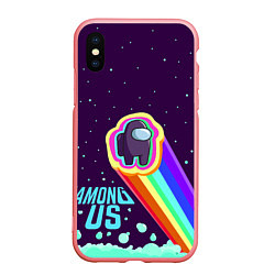 Чехол iPhone XS Max матовый AMONG US neon rainbow, цвет: 3D-баблгам