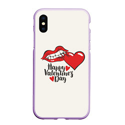 Чехол iPhone XS Max матовый Happy Valentines Day, цвет: 3D-сиреневый