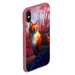 Чехол iPhone XS Max матовый Рыжая лиса, цвет: 3D-малиновый — фото 2