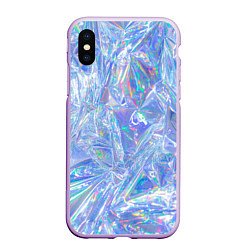 Чехол iPhone XS Max матовый 3d ice glitch, цвет: 3D-сиреневый