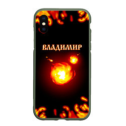 Чехол iPhone XS Max матовый Владимир, цвет: 3D-темно-зеленый