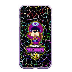 Чехол iPhone XS Max матовый Brawl StarsColonel Ruffs, цвет: 3D-светло-сиреневый