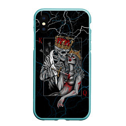 Чехол iPhone XS Max матовый The Skull King and Queen, цвет: 3D-мятный