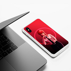 Чехол iPhone XS Max матовый Человек Бензопила, цвет: 3D-белый — фото 2