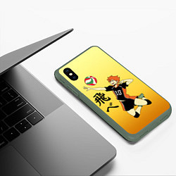 Чехол iPhone XS Max матовый Fly High Haikyuu!!, цвет: 3D-темно-зеленый — фото 2