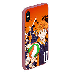 Чехол iPhone XS Max матовый ВОЛЕЙБОЛ!! HAIKYUU!!, цвет: 3D-малиновый — фото 2