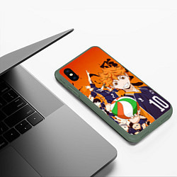 Чехол iPhone XS Max матовый ВОЛЕЙБОЛ!! HAIKYUU!!, цвет: 3D-темно-зеленый — фото 2