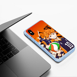 Чехол iPhone XS Max матовый ВОЛЕЙБОЛ!! HAIKYUU!!, цвет: 3D-голубой — фото 2