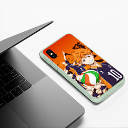 Чехол iPhone XS Max матовый ВОЛЕЙБОЛ!! HAIKYUU!!, цвет: 3D-салатовый — фото 2