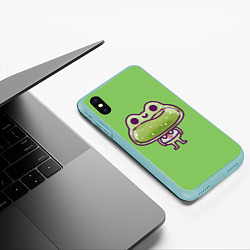 Чехол iPhone XS Max матовый Стеклянная лягушка, цвет: 3D-мятный — фото 2