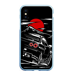 Чехол iPhone XS Max матовый Skyline R 34 R34 скайлайн, цвет: 3D-голубой