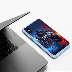 Чехол iPhone XS Max матовый Mass EFFECT Legendary ed, цвет: 3D-голубой — фото 2