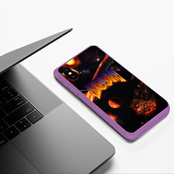 Чехол iPhone XS Max матовый DOOM ДУМ S, цвет: 3D-фиолетовый — фото 2