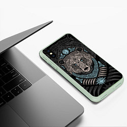 Чехол iPhone XS Max матовый Медведь, цвет: 3D-салатовый — фото 2