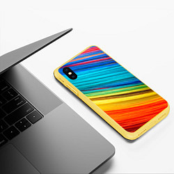 Чехол iPhone XS Max матовый Цветной мех диагональ, цвет: 3D-желтый — фото 2
