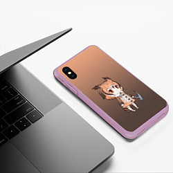 Чехол iPhone XS Max матовый Девочка сова с топром, цвет: 3D-сиреневый — фото 2